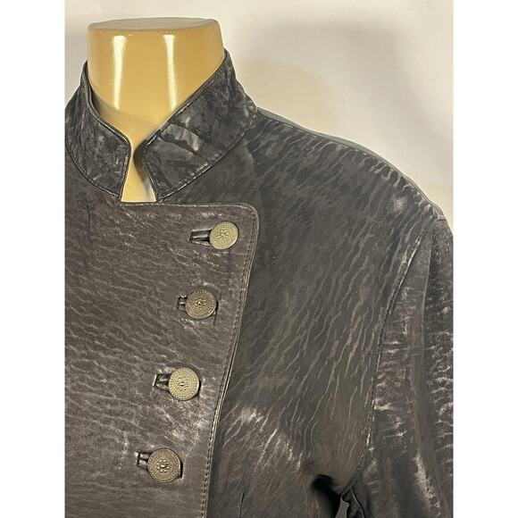 Sardar London Leather Jacket Womens Small Black Double Breasted Military England - Picture 2 of 16